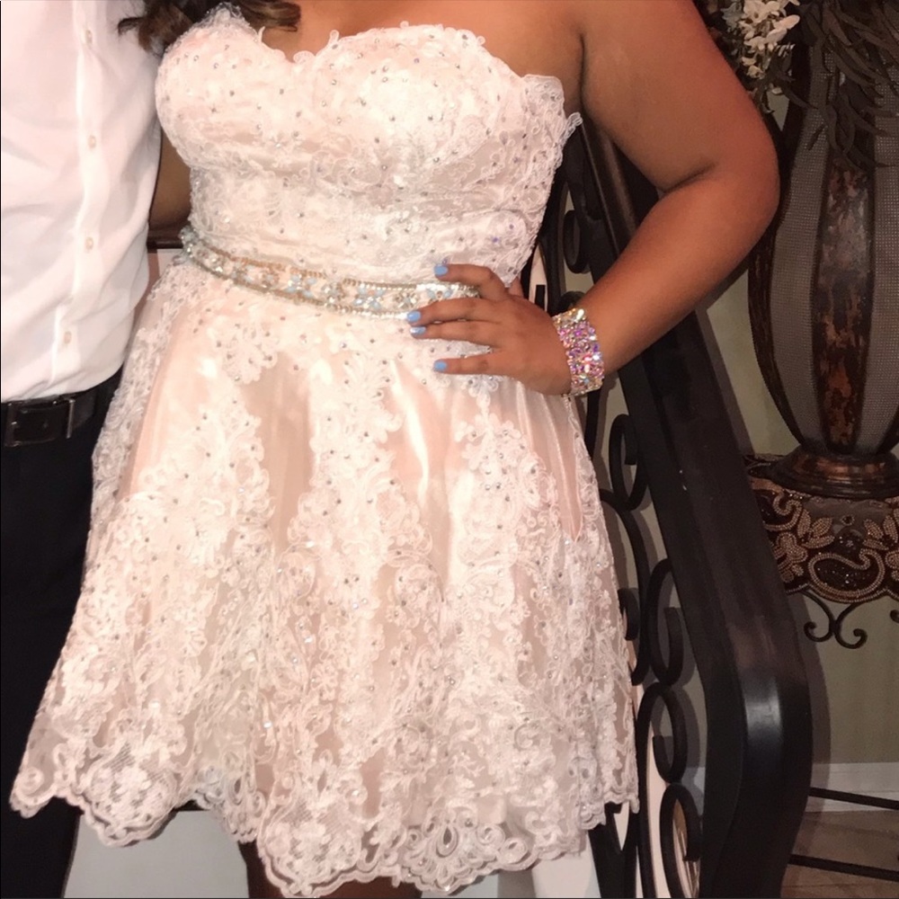 Lace Cocktail Dress with rhinestones